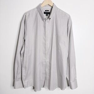 Joseph & Feiss Men's Non-Iron Classic Fit XXL Button Down Shirt Stripe Tan/White